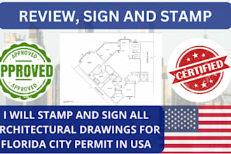 make review stamp and seal florida architectural drawings USA city permit