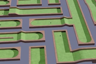 create 2d and 3d indoor mini golf course design, course mastery, golf challenge