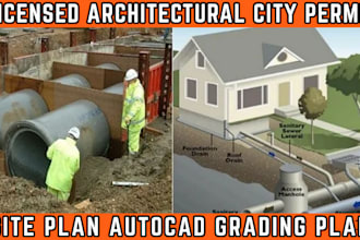 design drainage plan, stormwater erosion and grading plan autocad city permit