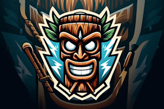 design unique tiki mask logo with express delivery