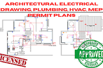 do architectural electrical drawing, plumbing, hvac, mep permit plans