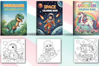 design coloring book cover and interior for amazon kdp