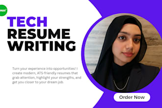 write ,re edit a professional tech resume,cv, ats friendly cover letter