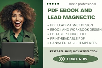 pdf lead magnet design, fillable workbook worksheet brochure canva ebook design