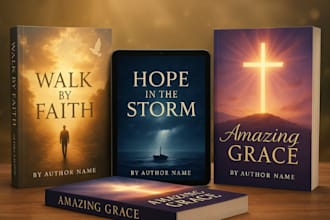 design illustrated christian book covers and ebook mockups