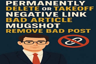 permanently delete or takeoff negative link bad article, mugshot remove bad post