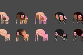create custom roblox ugc hair, roblox accessories, assets, 3d model