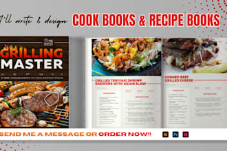 design recipe book, cookbook, meal plan, cook book formatting, and layout design