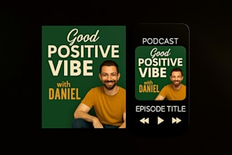 design unique podcast cover art, podcast cover logo with social media kit