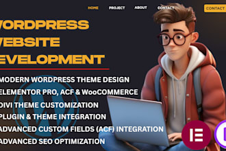 create modern wordpress website design with elementor acf, divi or elementor pro