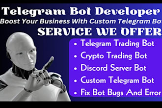 build telegram bot,trading volume bot, pump fun bot, bundle bot and trending bot