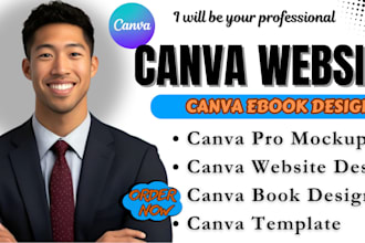 canva website design canva landing page, canva ebook design, book cover design