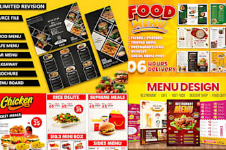 design food menu digital menu board club drink menu trifold menu spa price list