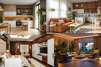 do interior design, livingroom, bedroom, kitchen design, home décor 3d rendering