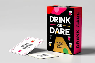 do card game design adult couple playing game drinking cards party card deck box