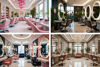 design luxury spa, beauty salon, nail salon, or barber shop interior