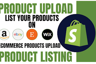 upload products shopify etsy amazon wix ebay product listing virtual assistance