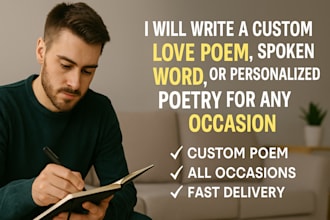 write a custom love poem, spoken word, or personalized poetry for any occasion
