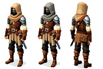 design 3d modeling characters low poly ready rig for game animation and render