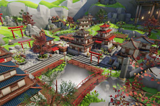 make stylized 3d game environment low poly 3d game in unity and unreal engine