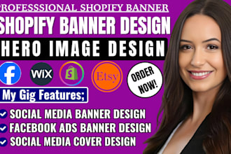 do shopify store banner any website banner hero image design