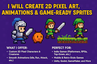 do 2d pixel art animation pixel game art 2d game character pixel spritesheets