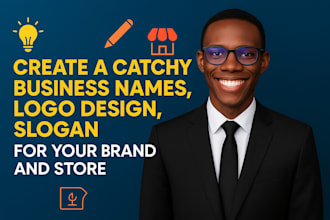 create a catchy business names ideas logo design slogan for your brand and store