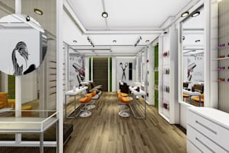 visualize 3d interior spa design,beauty salon,pop up,shop,cosmetic store render