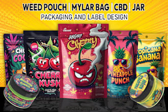 design premium weed pouch, mylar bag and cbd product labels