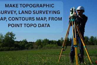 make topographic survey, land surveying map, contours map, from point topo data
