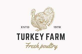 design beautiful vintage turkey logo your farm