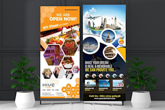 design roll up banner, retractable banner, billboard, yard sign, signage design
