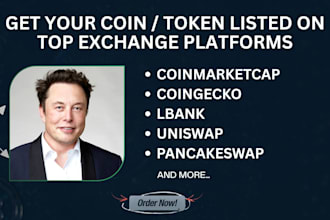 list your token or coin on coinmarketcap, coingecko and top exchanges