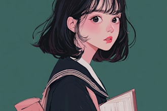 create an anime character illustration for commercial use