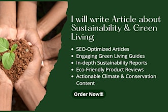 write articles about sustainability and green living