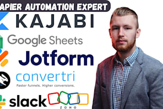 do kajabi, gmail, google sheets, jotform, convertri, slack and CRM automation