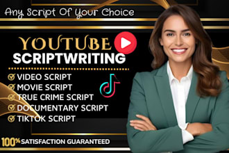 youtube script writing, tiktok script, video script, true crime script, anime