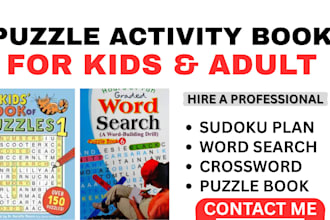 do crossword puzzle creation, sudoku word search, puzzle book, kid activity book