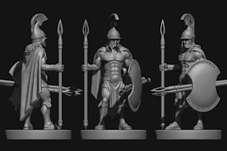3d ancients warrior miniature, tabletopgame model, wargame figurines prints, stl