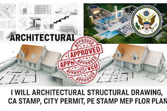architectural structural drawing, ca stamp, city permit, pe stamp mep floor plan