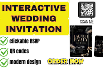 design interactive digital wedding invitations with rsvp links qr codes for etsy