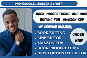 do book proofreading and book editing developmental line editor for amazon kdp