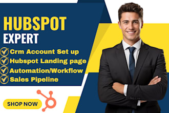 set up hubspot CRM, landing page, automation workflows, sales pipeline