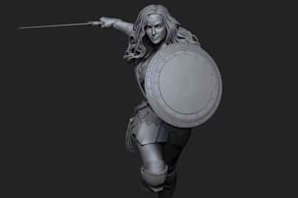 sculpting 3d model,3d printing, action figure character for rendering and game