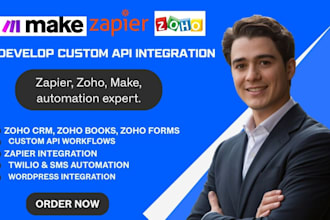 develop custom api integration zoho crm twilio zapier integrate api smartsheet