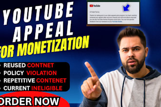 create youtube appeal video for reused content monetization