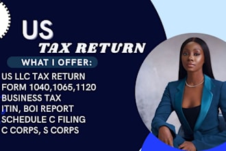 prepare and file us tax return,1040,1065,1120,llc corporate and personal
