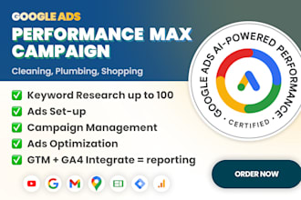 operate google ads performance max campaign for cleaning, plumbing, shopping