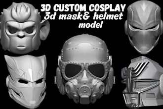 do 3d custom printable 3d cosplay 3d mask, helmet model oni mask for 3d printing