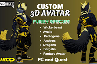 create custom vrchat avatar vtuber model, furry nsfw vrm for vseeface animaze